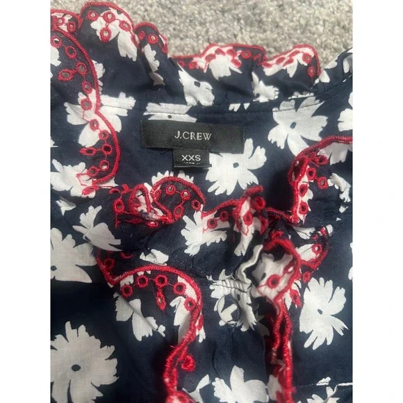 J.‎ Crew Floral Ruffle Blouse Long Sleeve Button Down Top XXS - Picture 5 of 7